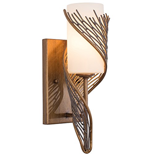 Varaluz Flow 1-Light Wall Sconce - Right - Hammered Ore Finish With Gloss Opal #TOP1