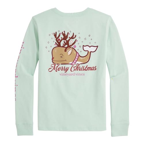 Image of Vineyard Vines Girls' Girls Long-Sleeve Reindeer Whale Pocket Tee