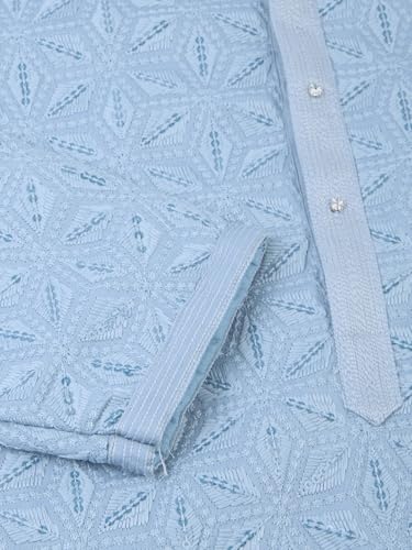 Image of Rajubhai Hargovindas Men Pure Cotton Chikankari Embroidered Straight Kurta