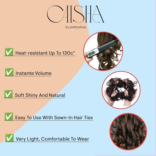 CAISHA Big Hairpiece Scrunchy Updo Bridal Hairstyle curly Messy Bun Dark Brown Gray Mix G34E