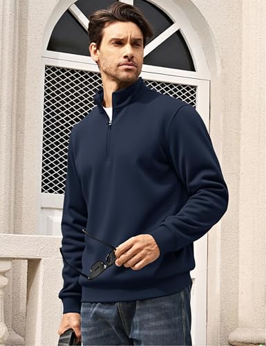 Image of MAGCOMSEN Men's Sherpa Lined Quarter Zip Fleece Heavyweight Pullover Winter Warm Sweatshirts