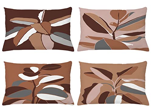 Ambesonne Floral Throw Pillow Cushion Case Pack of 4, Abstract