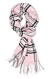 Plum Feathers Super Soft Luxurious Cashmere Feel Winter Scarf (Bright Pink Plaid)