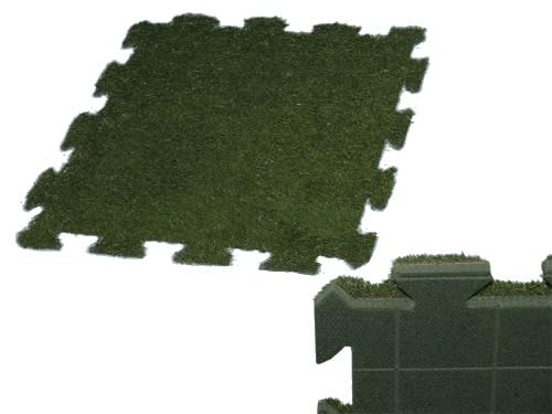 CRISCUOLO BRICOSTORE Tappeti in Erba Sintetica a Incastro, 50 x 50 cm, Confezione da 4 Pezzi, Verde, Giardino finto Puzzle per prato inglese finto