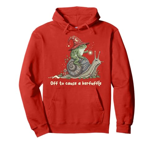 Off To Cause A Kerfuffle Witchy Frog Wizard Snail Meme Humor Pullover Hoodie