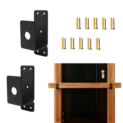 Storystore 2Pcs Door Barricade Brackets, Drop Open Bar Holder Security Metal U Door Brackets for 2x4 Lumber, Door Security Bar for Home Barn Shed Garage Gate