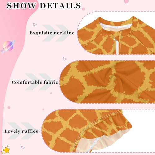 Animal Stripes Baby Toddler Girl Long Sleeve Ruffle Swimsuit One Piece Zipper with UPF 50+4