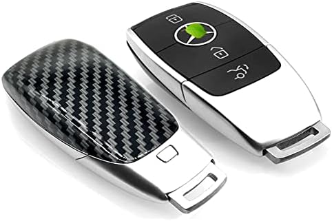 AOYUTC Carbon Fiber Texture Key Shell Fob Battery Cover Carbon Fiber Key Cover Compatible with Mercedes-Benz A220 E63S E-Class CLS Class 2019-2021