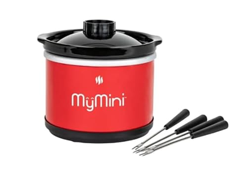 My~Mini 20 Oz Chocolate Fondue Dipping Pot, 40~Watts ~ Nonstick Ceramic ~ (Red)