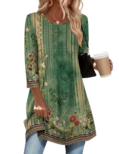 Image of Zeagoo Women Tops 3 /4 Sleeve Dressy Casual Plus Size Tunics Loose Blouses