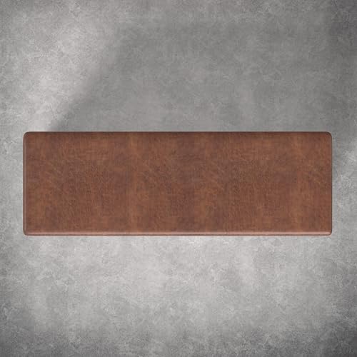 Image of SIMPLIHOME Avalon 54 inch Vegan Leather Ottoman in Distressed Pecan Brown