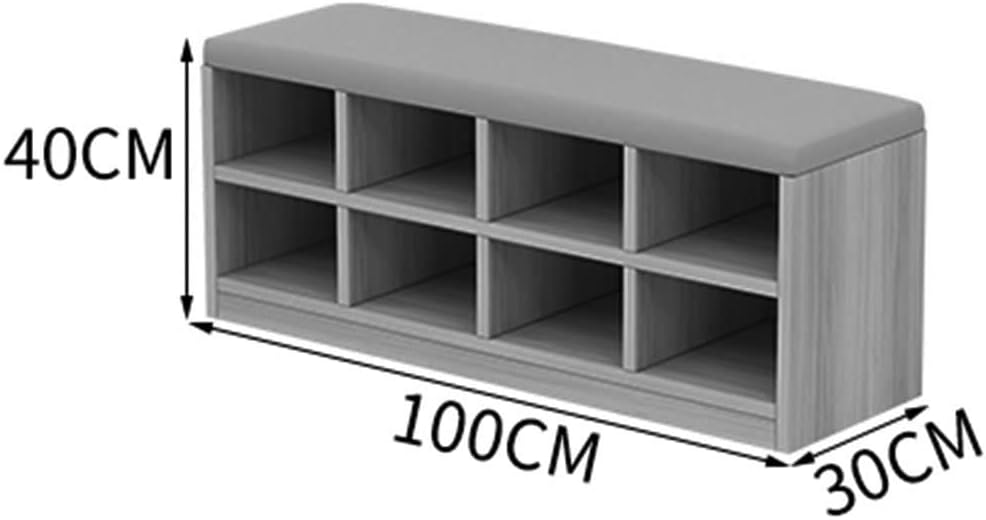 Shoe Storage Bench,Large Capacity Nursery Shoe Rack with Safety Barrier and Upholstered Sofa Easy to Clean Blue 100x30x40cm