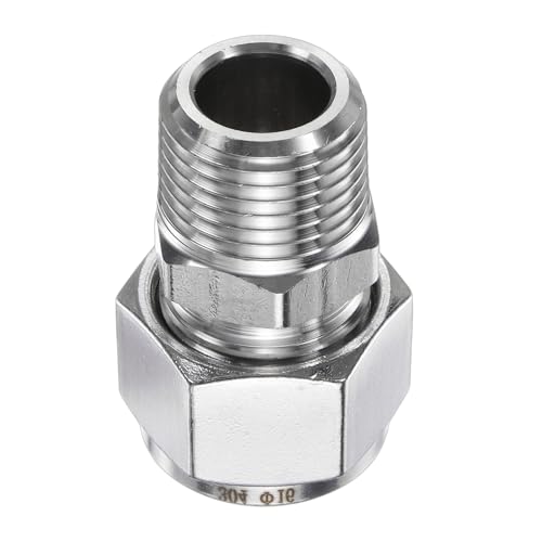 HARFINGTON Compression Fitting 16mm Tube OD x 1/2" NPT Male Thread Stainless Steel Straight Coupler Adapter Compression Tube Pipe Fitting Connector for Oil Gas Water by HARFINGTON - Used condition - US$8.43