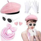 Mujeres de los años 80 Cosplau accesorios de traje gafas corazón pendiente bufanda guantes para Halloween cosplay fiesta temática gafas hip hop