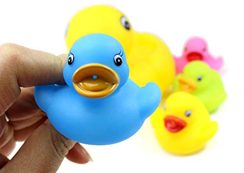 Dophyranix Floating Rubber Duckies Bath Play 5 Pieces Set - Includes 1 Jumbo Mama Ducky And 4 Baby Ducks - Fun Water Tub Playing Kits(4 Colors) #TOP7