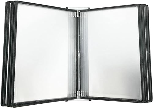 JIQHOHX Wall Mount Reference and Display System,A3 Flip File Holder with 10 Letter-Size Pockets,Strong and Sturdy,Metalpvc (E)