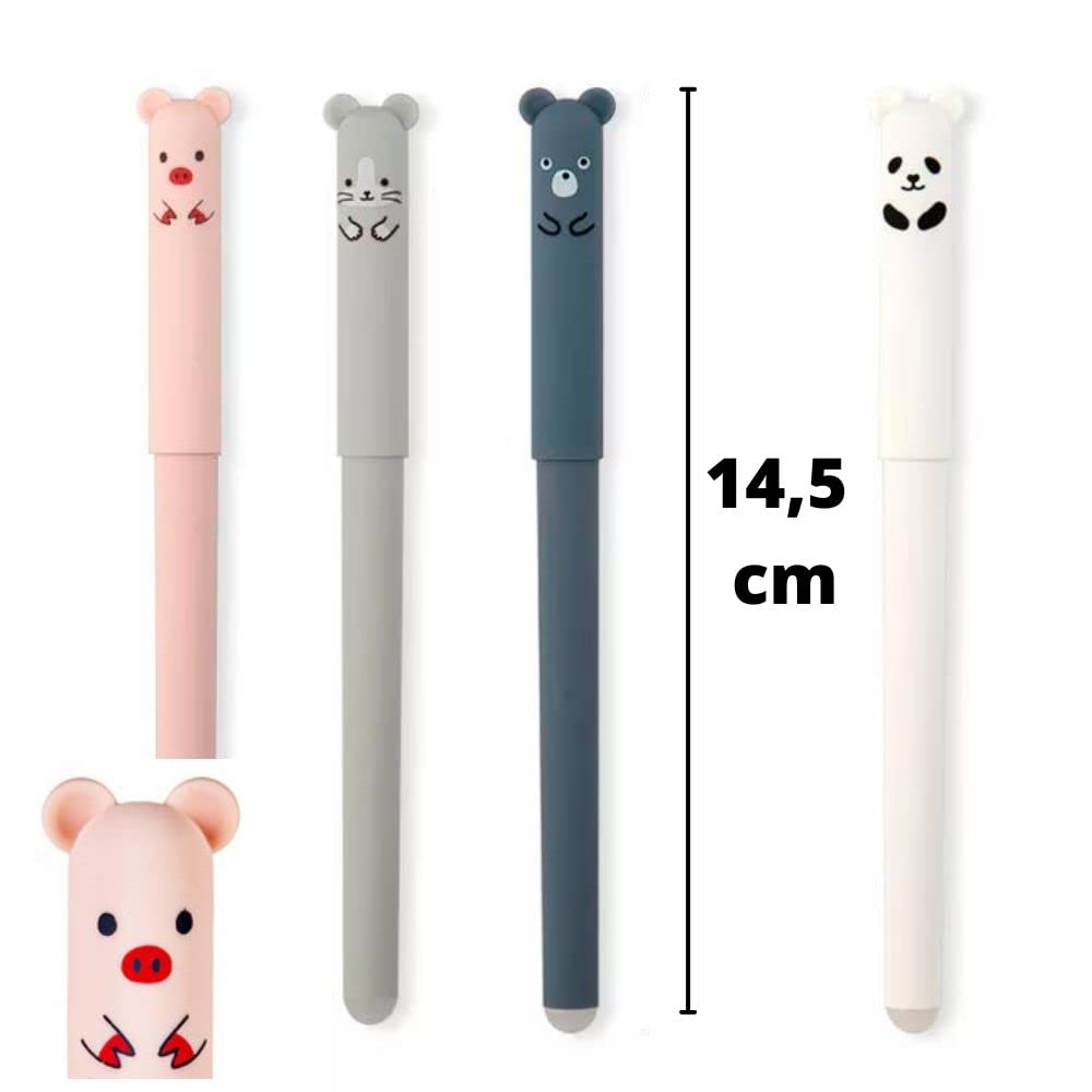 Pack De 8 Stylos Effaçables 0.5 Mm Avec Gomme - 4 Noir, 2 Bleu, 1 Rouge, 1 Gris - Pour école, Bureau Et Journaling