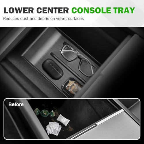 Abystar 9PCS Center Console Organizer Set for Tesla Model Y Juniper 2026, Console Storage Tray Kit with Anti-Slip Wireless Charging Pad, Armrest Organizer & Cup Holder Insert (Not for Standard) by Abystar - Used condition - Image 3