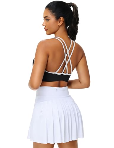 Image of VEQKING Strappy Cross Back Women Sports Bra Pack for Medium Support Workout | Removable Padded Cups, Spaghetti Strap, Comfort Seamless Wirefree, Soft Breathable Fabric, for Gym /Yoga /Pilates /Walking /Daily