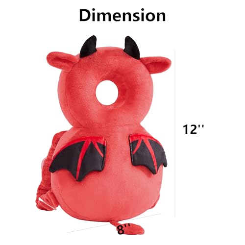 Image of Baby Head Back Protector Backpack Toddler Safety Protector Cushion Pad Soft, Adjustable and Lightweight Design for Safe Walking and Crawling Toddlers Girls and Boys(Red Devil)