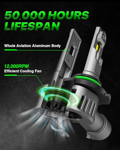 Image of 9005 ๐ต๐ฌ๐ฌ๐ฒ LED Light Bulbs - 60000LM 6500K LED Fog Light Bulb with Turbo Cooling Fan, 1:1 Size, Super Brightness, Non-Polarity, Plug and Play, Pack of 2