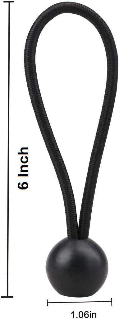 Ball Bungee Cords 6 Inch Bungee Cord with Balls, 100 PCS Heavy Duty Bungie Cord Balls Canopy Tarp Tie Down Bungee Balls for Camping, Shelter,Cargo, Tent Poles UV Resistant