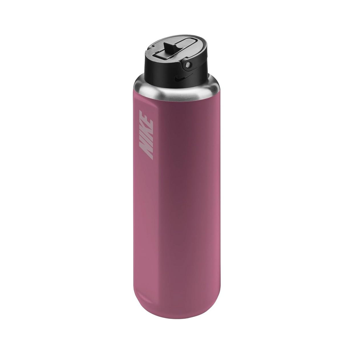 NIKE Recharge Edelstahl Trinkflasche 710 ml rosa schwarz mit Strohhalm, isolierte Sportflasche BPA frei, auslaufsicher, Fitness Wasserflasche mit Tragegriff, robust und langlebig