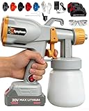 Cordless Paint Sprayer 2 Batteries 2.1 lbs Lightweight HVLP Electric Spray Paint Gun for DIY Homeowners House Painting Furniture Cabinets Walls 3 Modes 2 min Clean 5 Nozzles