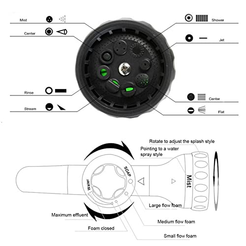 Pulverizador de bico de mangueira de água,Pulverizador de mangueira de alta pressão 8 em 1 | Pistola