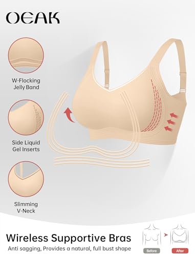 Image of OEAK Women Jelly Bra Wireless Anti Sagging Full Coverage Bras