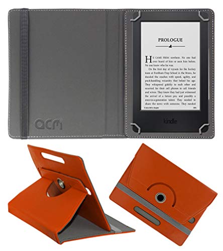 Image of Acm Rotating Leather Flip Case Compatible with Kindle 6 inch E-Reader Tablet Cover Stand Orange
