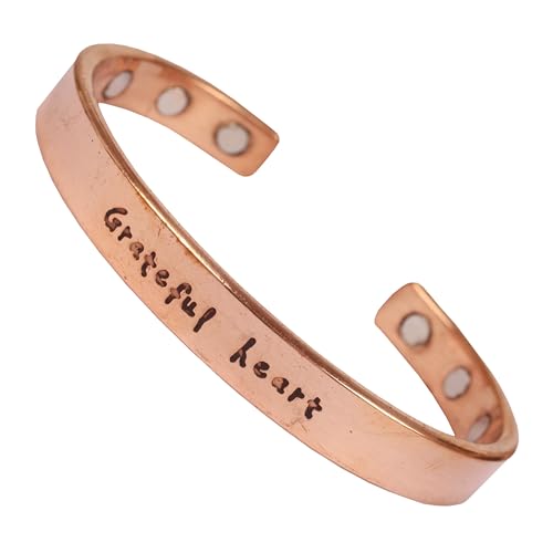 Image of Touchstone Inspirational Copper Engraved Magnetic Bracelets for Women-Personalized Jewelry Gifts for Best Friend /Mom /Daughter /Sister - Adjustable Bracelet in a Gift Box Grateful Heart.