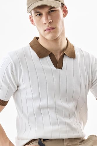 SNITCH Men's Textured Knit Polo T-Shirt - Image 6
