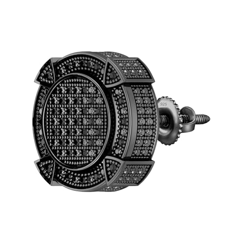 Dazzlingrock Collection 0.25 Carat (ctw) Round Black Diamond 13.50mm Cluster Studs, Unisex Design Ladies, Mens Real Diamond Earrings