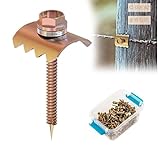 Wuno Shop Fence Staples, Fence Post Screws for Softwoods, Fence Fasteners for Wire Fencing, Reuse Fence Staple Nails with Wire Fixer for Wire Mesh and Woven Fencing - 50 Pcs