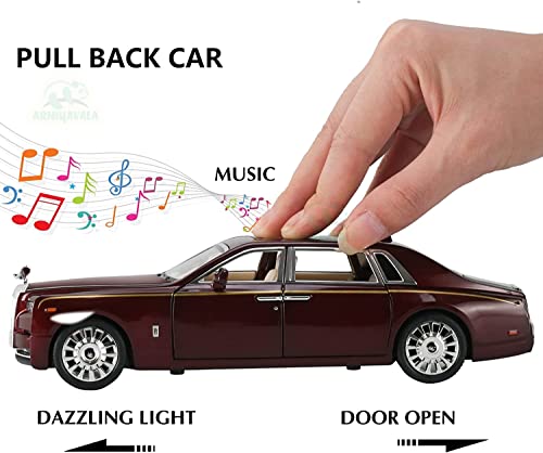 Image of Toy Car Rolls-Royce Phantom 1 /24 Metal Die Casting Model Car for 3 4 5 6 7 Year Old boy Toy with Sound and Light,Classic Car Door Design, Car Logo Can be Folded
