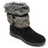 Minnetonka Womens Everett Shearling Boot, Black, Size 9