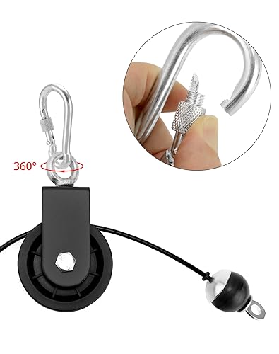 QWORK® 2PCS 90mm pulley block with hanging strap carabiner, gym cable pulley system, for gym equipment lift cable machine - Image 2