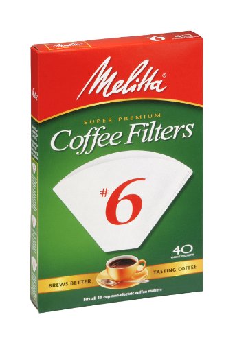 Melitta Cone Coffee Filters White No. 6 40 Count