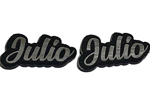 Personalized Custom Black and Silver Posts Studs Earrings Name Plate Laser Cut Design Stunning - Quality, Attractive Fashion Earrings, Made To Order, Any Name or Word - 1 INCH Size, Post Earrings Design