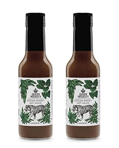Queen Majesty Hot Sauce - COCOA GHOST HOT SAUCE 5 Fl Oz (2 Pack) - All Natural Habanero & Ghost Pepper Condiment with Chipotle - Vegan, Low-Carb, No Sugar, Kosher, Gluten Free, non GMO