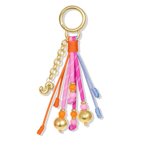 KissYan Initial Bag Charm for Women, Rope Purse Charms, Pink, Letter S