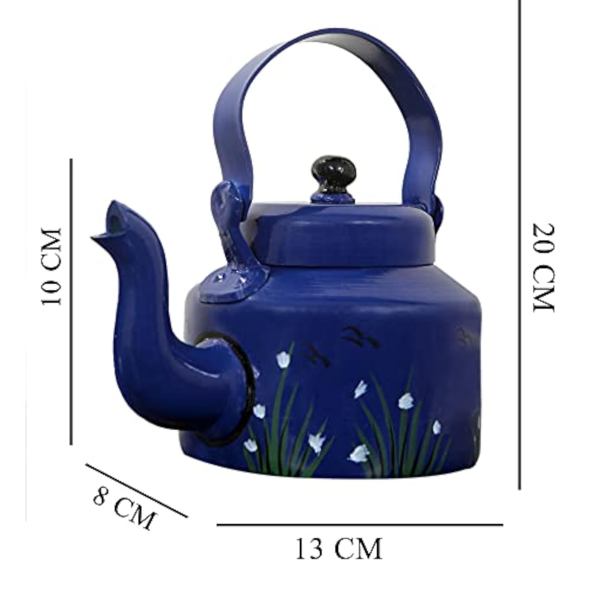 Blue Handpainted Rajasthani Traditional Aluminium Decorative Tea Kettle