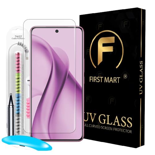 Image of FIRST MART Tempered Glass for Vivo V60e and Vivo V60 5G With UV Installation Kit | Military-Grade Gorilla Screen Protector and Cable Guard | Edge to Edge Coverage | Crystal Clear