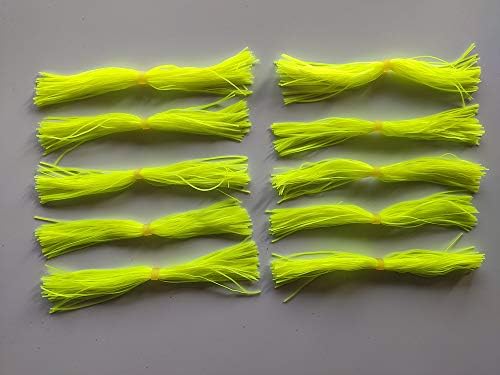 10 Bundles 50 Strands Fishing Silicone Skirts Spinnerbaits Buzzbaits Squid Rubber Line Jig Head Lures Replacement Fly Tying Material Color Yellow