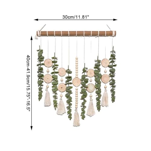 Macramé d'eucalyptus durable et perles en bois mural