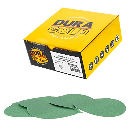 Dura-Gold Premium 5" Green Film Psa Sanding Discs - 100 Grit (Box Of 50) - Film Back Self Adhesive Stickyback Sandpaper Discs For Da Sanders, Fast Cut Abrasive - Sand Automotive Paint Woodworking Wood #TOP19