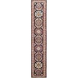 Shahbanu Rugs Space Cadet, Afghan Super Kazak Wool Hand Knotted, Runner Oriental Rug (2'7" x 13'6")