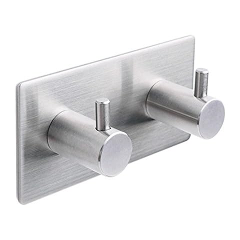 Self Adhesive Hook, Stainless Steel Wall Mounted Sticky Racks Tea Towel Holder Robe Coat Hat Hook Hanger Cover