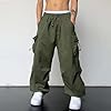 Mens Baggy Cargo Pants Loose Fit Multi-Pockets Str... #1